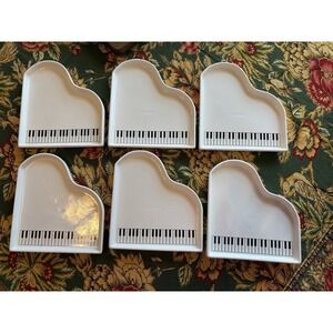 Six Vintage 1980 Shafford‎ Original Ceramic Grand Piano Design 7 in Plates Japan